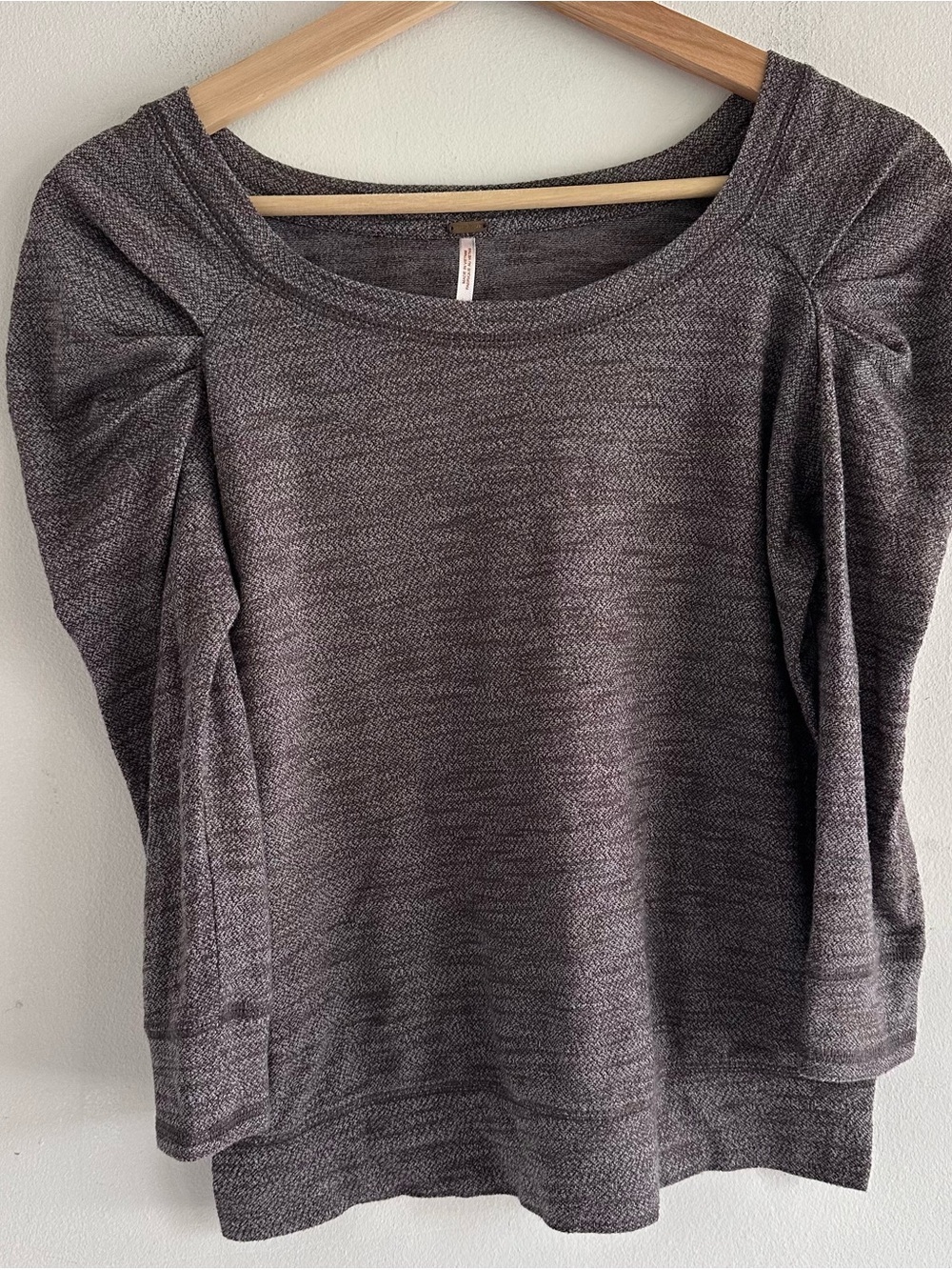 Free People Marled Brown Scoop Neck Pullover XS